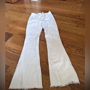 SHEIN size Xs white tie up FLARE jeans